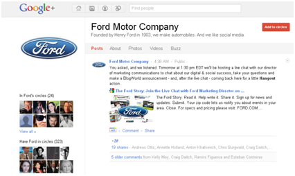 Google+ motor trade business listing image