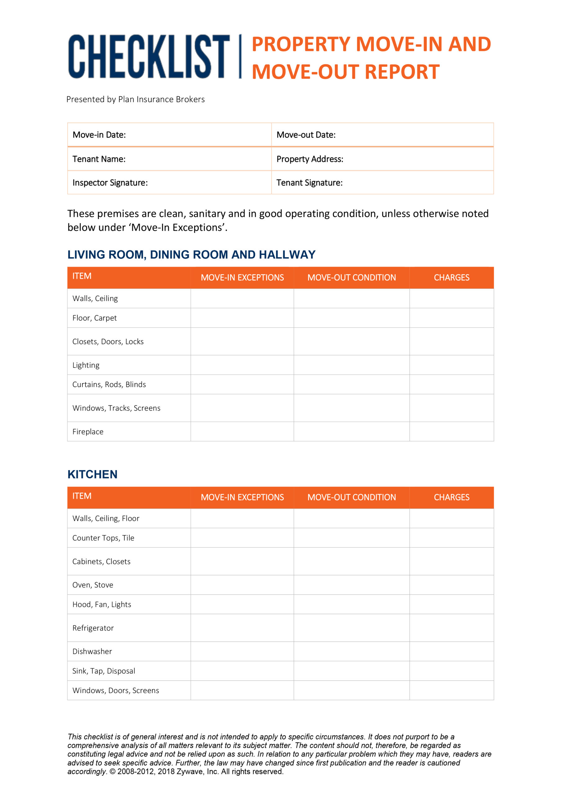 Plan Checklist... Property MoveIn MoveOut Report Plan Insurance